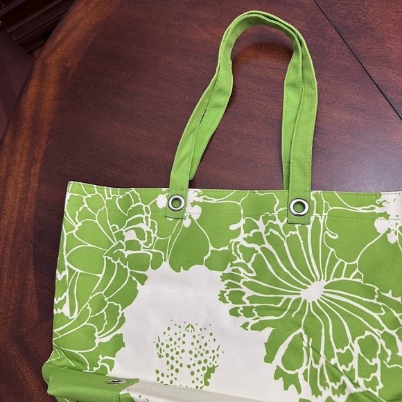Lancôme Green Floral Tote Bag Shopper Beach Bag Travel - Picture 8 of 12
